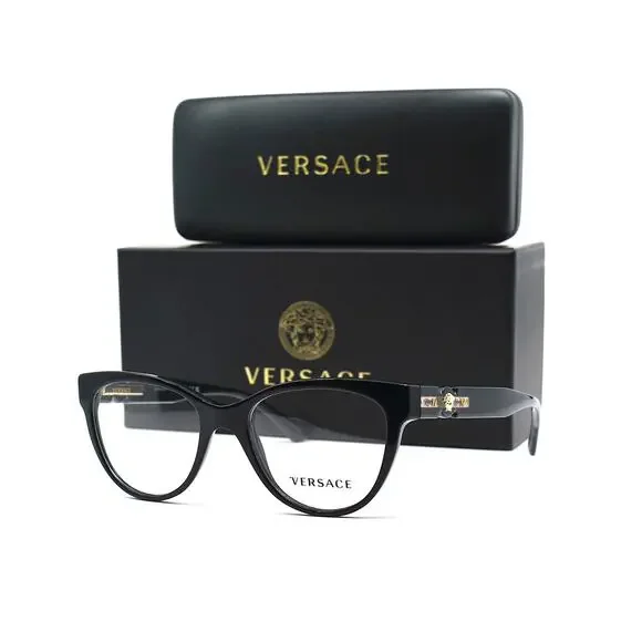 NEW VERSACE VE3304 GB1 BLACK EYEGLASSES FRAME - Picture 11 of 12